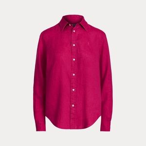 Polo Ralph Lauren Relaxed Fit Linen Shirt in Sport Pink